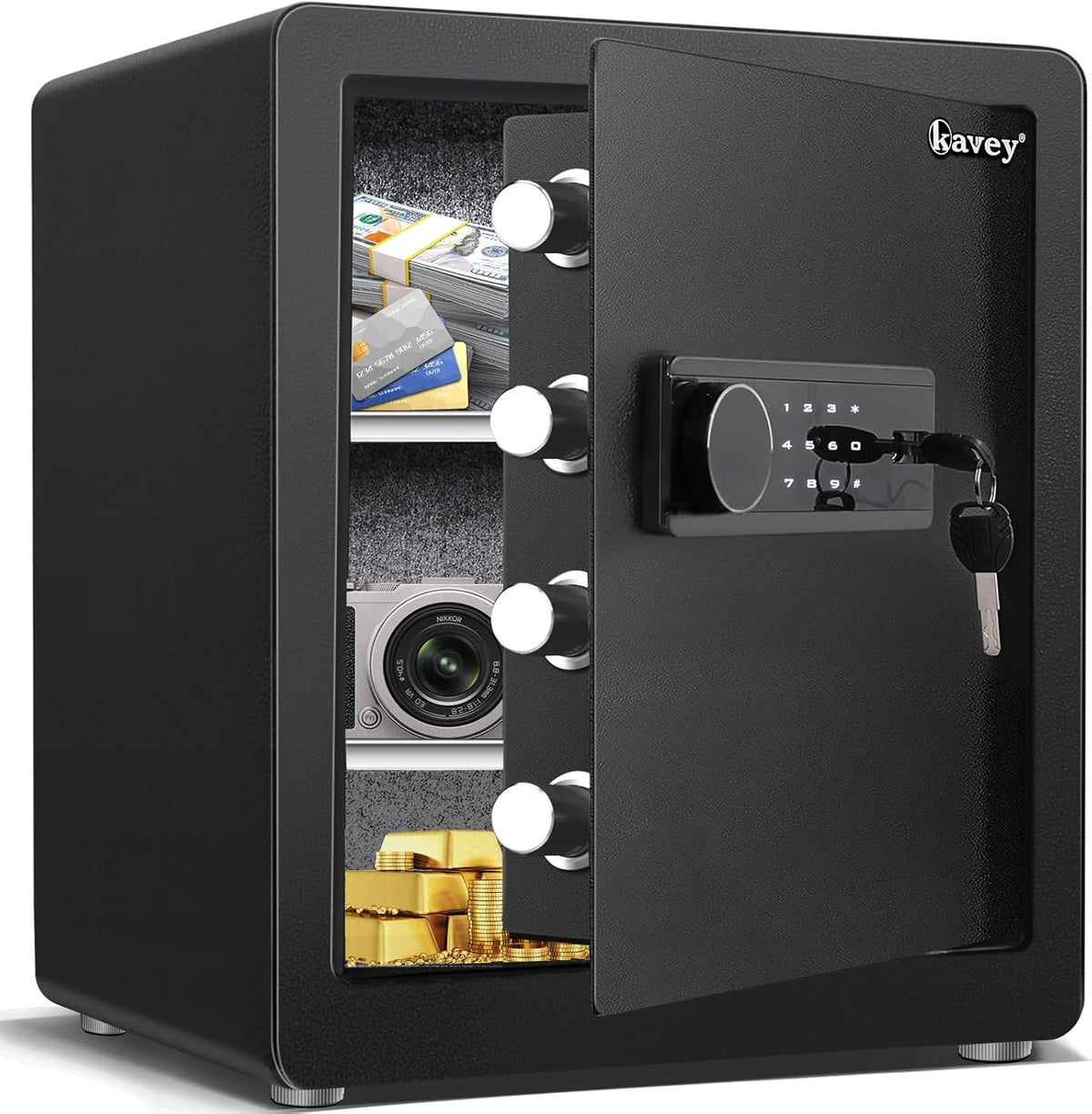 2.0 Biometric Security Safe, Fingerprint & Backlit Touch Keypad, Dual Alarm System, Silent Mode & LED Light