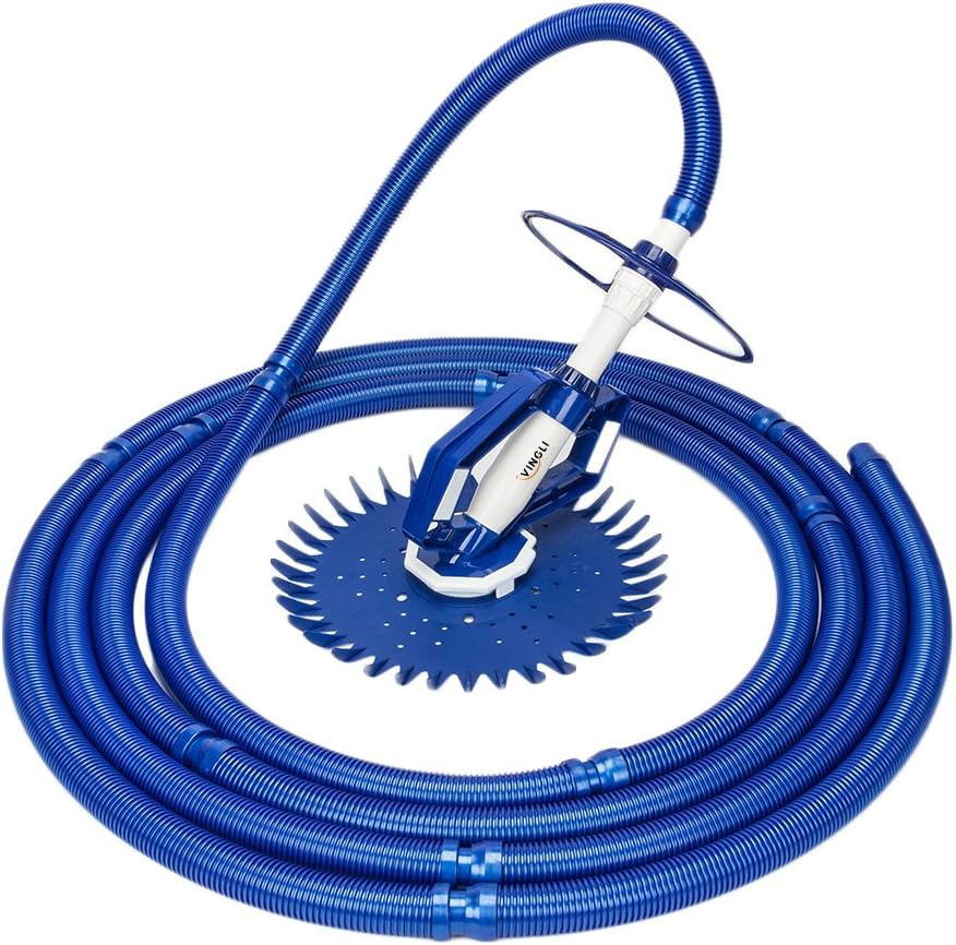 Pool vacuum cleaning machine (floor type) - Indoor and outdoor automatic pool cleaner, equipped with a 33-foot long hose (navy blue)