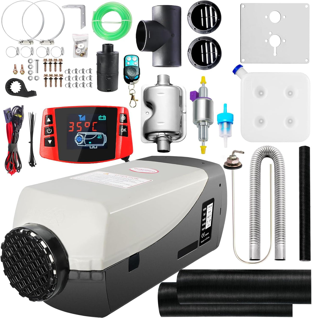12V 2kW Diesel Air Heater 5L Tank Muffler LCD Remote for RV Truck Boat