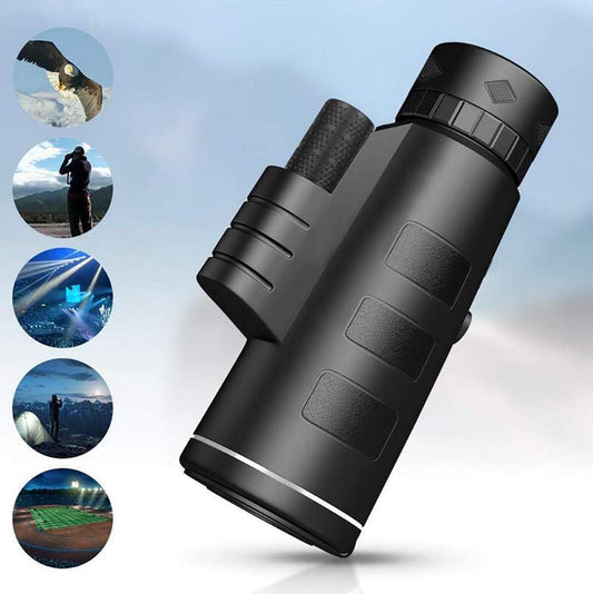 40X60 Monocular BAK4 Monocular Telescope HDPrism Scope with Compass Phone Clip Tripod for Outdoor Activities