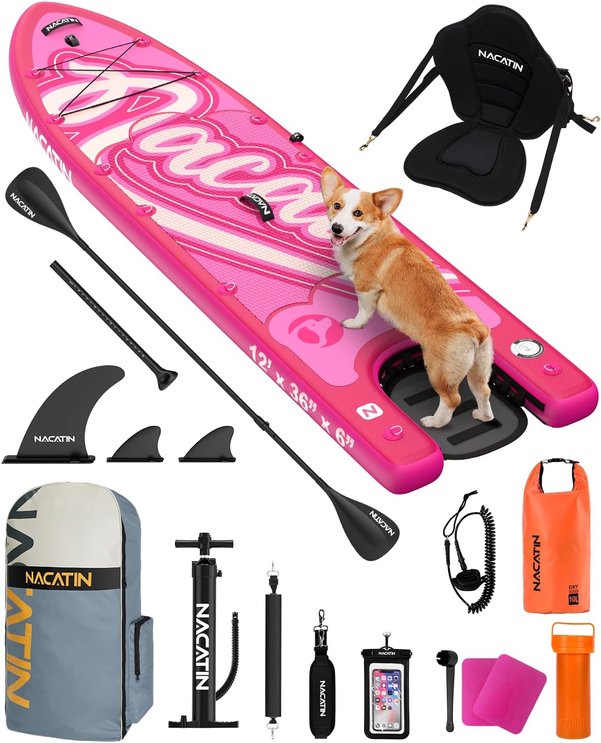 Inflatable SUP with Dog Ramp, Complete Set for Adults & Dogs