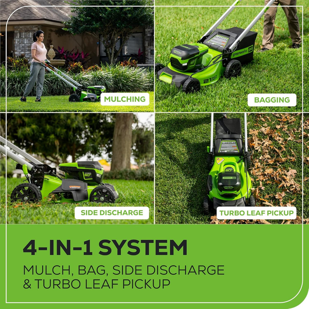 60V 21" Cordless Self-Propelled Lawn Mower, 2 x 4.0Ah Batteries & Dual Port Rapid Charger