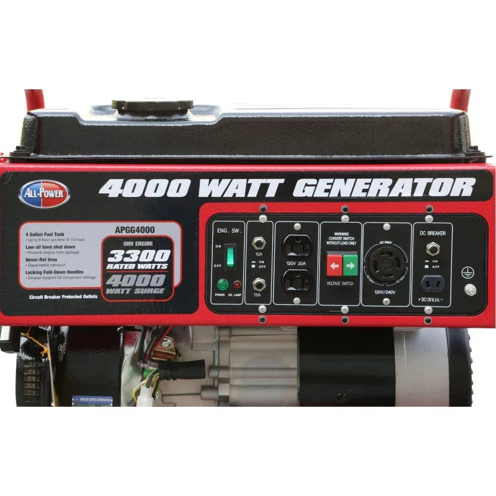 APGG4000 4000W Portable Generator, Home Power Backup, RV & Hurricane Restoration Use