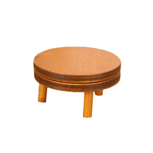Mini wooden round stool decorative ornament