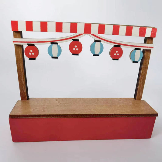 Mini wooden cat ice cream cart decoration