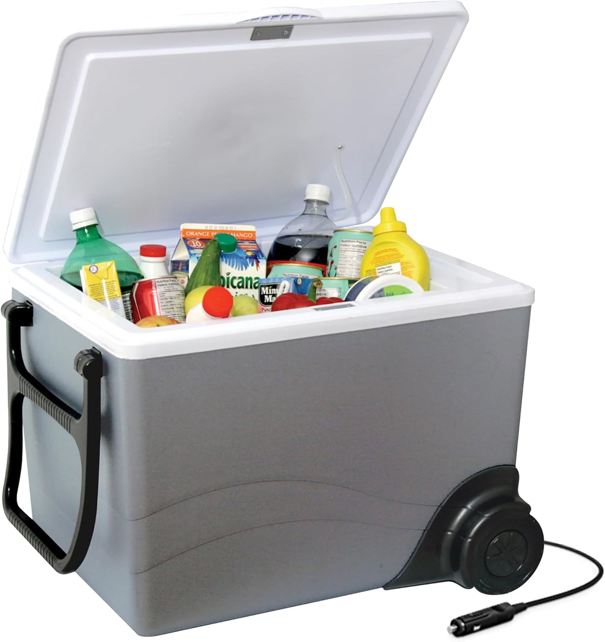 12V Portable Refrigerator 34L/36QT, Cooler & Warmer with Wheels, 12V DC Cord, Ice-Free Electric Cooling/Heating for Travel, Camping & Truck