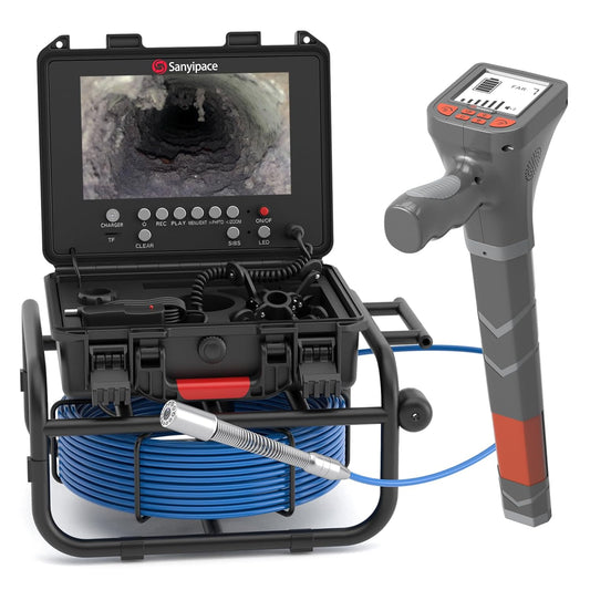 100FT/30M Sewer Inspection Camera, 23mm HD, 9" IPS Screen, 5X Zoom, DVR & 16GB Card
