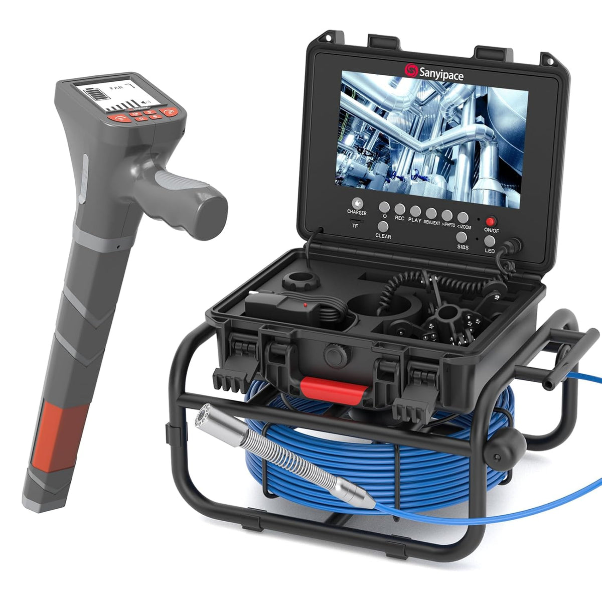 100FT/30M Sewer Inspection Camera, 23mm HD, 9" IPS Screen, 5X Zoom, DVR & 16GB Card