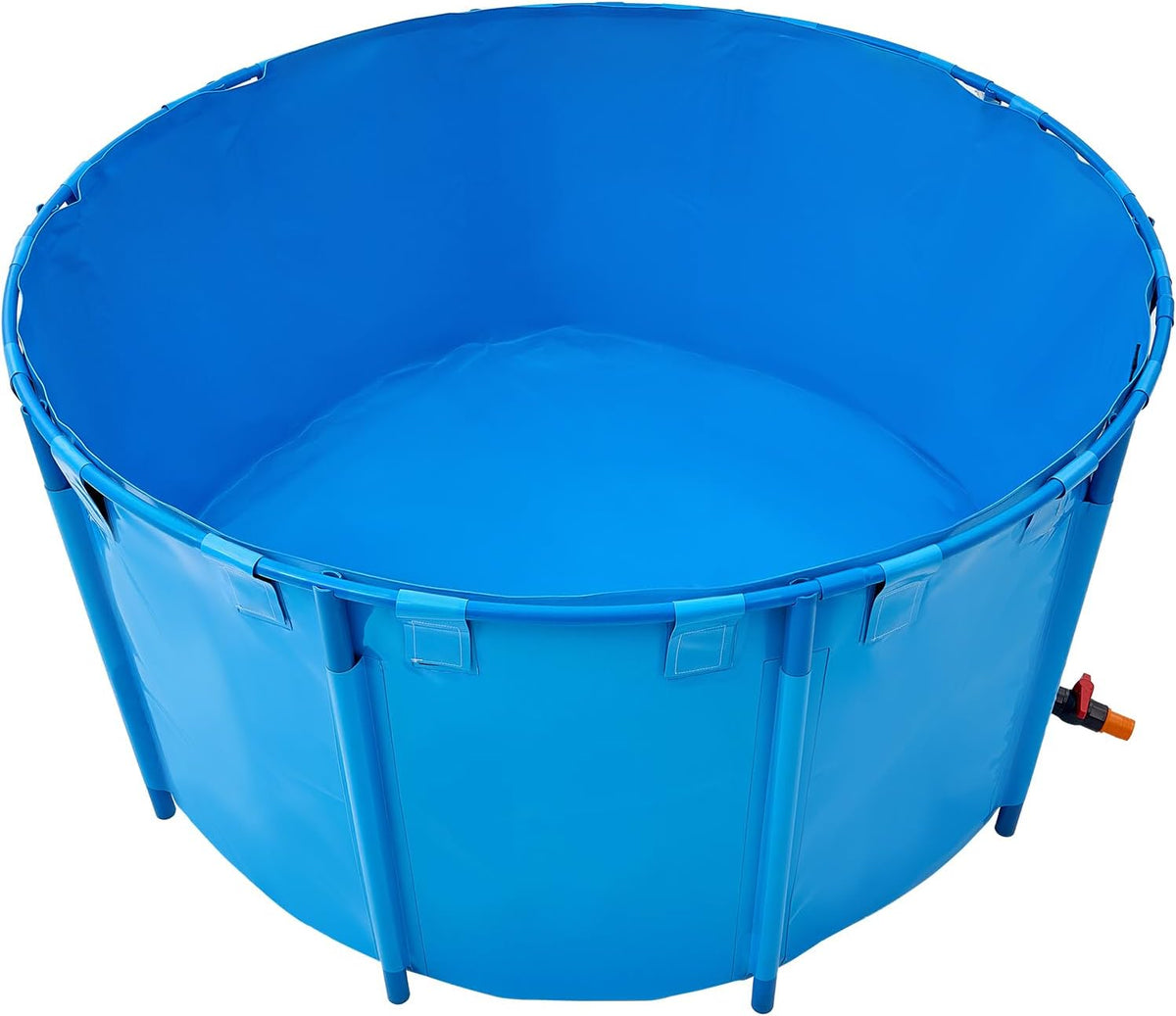 818 Gallon Foldable PVC Koi Fish Tank, Round Aquaculture Pond with Drain Valve (Blue)