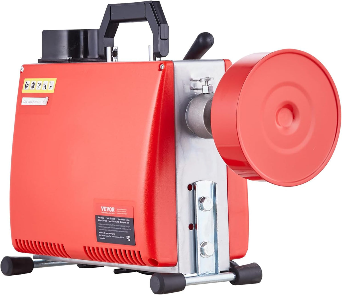 66FT x 5/8" Segmented Drain Cleaner 250W, Manual Feed, 7 Cutters & 2 Cables for 1.6"-4" Pipes