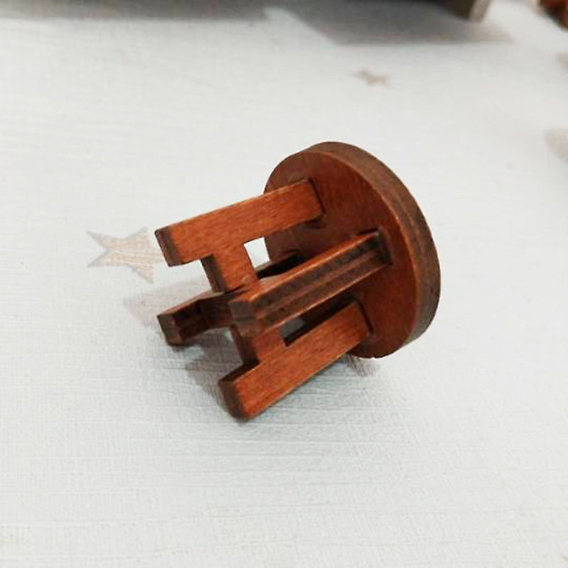 Mini wooden round stool decorative ornament
