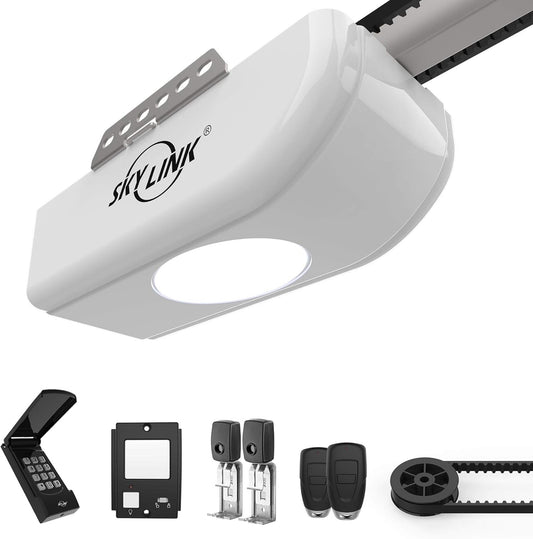 3/4 HP Garage Door Opener with Alexa, Ultra-Quiet DC Motor, Belt Drive, LED Lights, Remote, LCD Wall Panel, Wireless Keypad & Wi-Fi