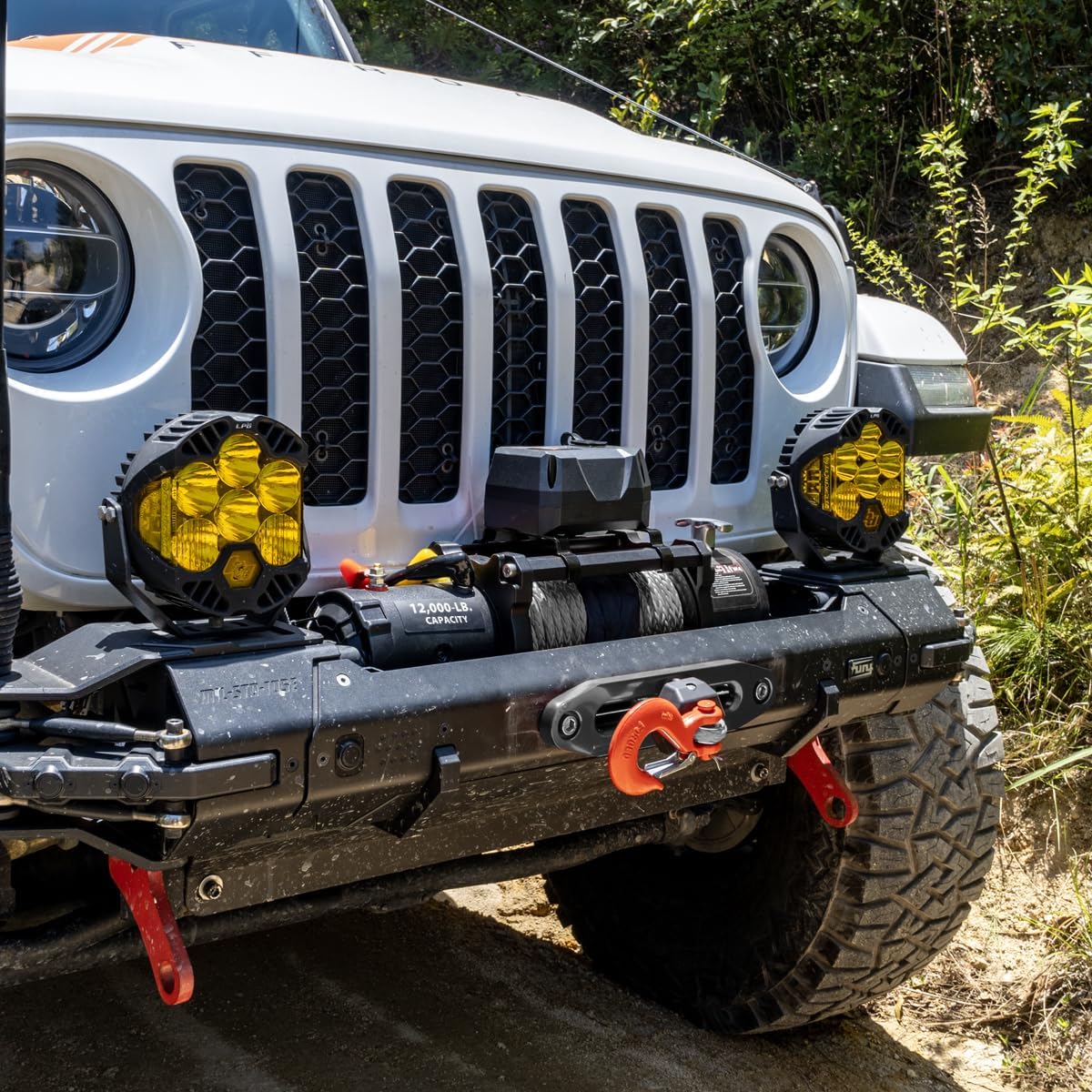 RUGCEL 12000lb 12V Waterproof Electric Winch Steel Rope with Roller Fairlead & Remote