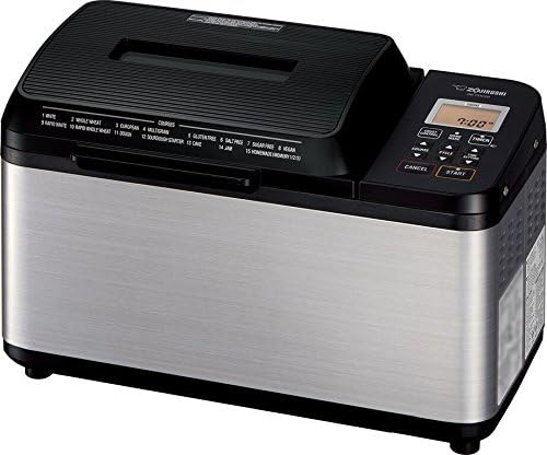 ZOJI BB-PDC20BA Home Bakery Virtuoso Plus Breadmaker, 2 lb. loaf of bread, Stainless Steel / Black