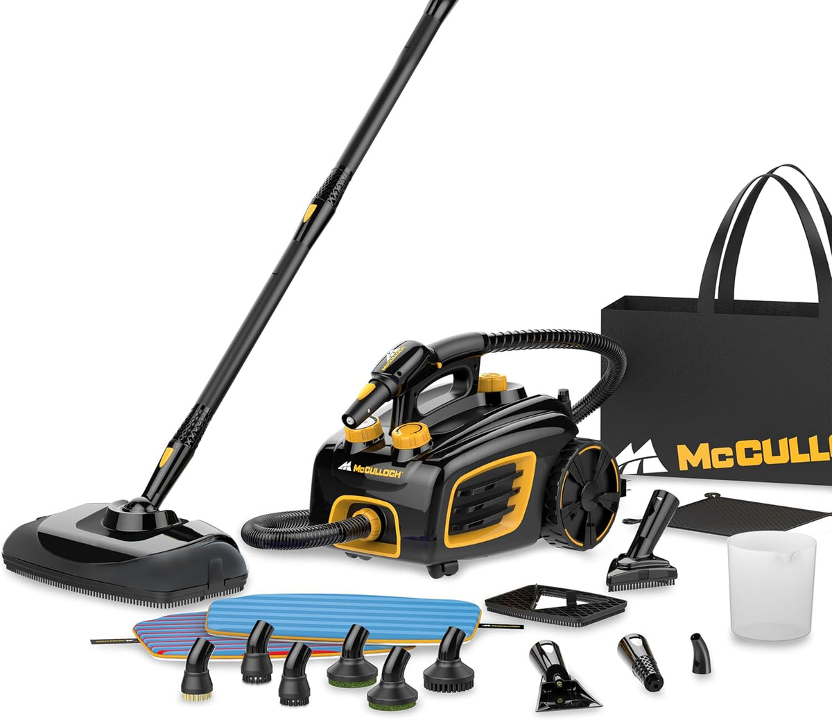 20 Accessories Steam Cleaner Long Cord Chemical-Free for Home & Car Black