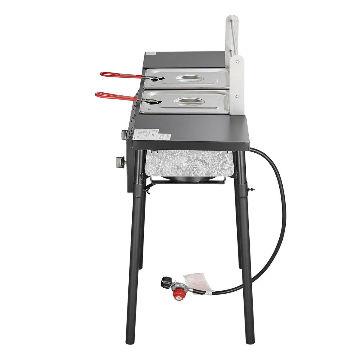 Outdoor Dual Burner Propane Fryer, 16-Gallon Stainless Steel with Basket & Thermometer