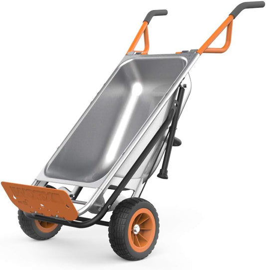 Multi-Function 2-Wheel Garden Cart, Dolly & Push Cart with Flat-Free Tires, 18x12x42 Inches, Available in Orange, Black & Silver