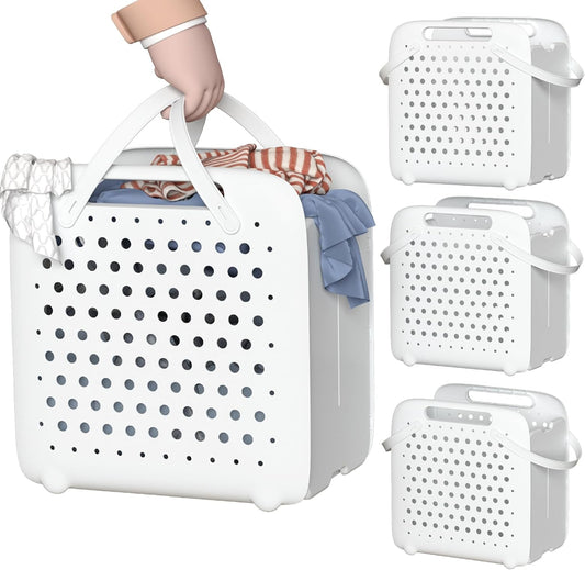 45L Foldable Plastic Laundry Basket 4-Piece Set with Handles
