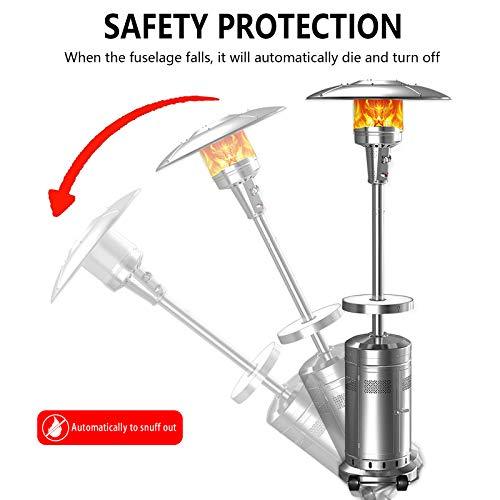 2 Pack 48000 BTU Umbrella Patio Propane Heater, Stainless Steel Standing w/Wheels, Silver