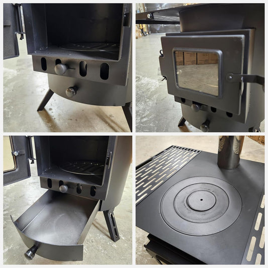 Portable Camping Wood Burning Stove, Outdoor Cooker & Heater with Detachable Chimney & Extendable Legs, for Camping, Fishing, Hiking & Emergency Power Outage Use