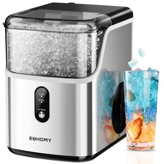 Countertop Pebble Ice Maker, 35Lbs Daily Soft Ice, Ultrasonic & Auto-Cleaning, with Ice Scoop & Basket