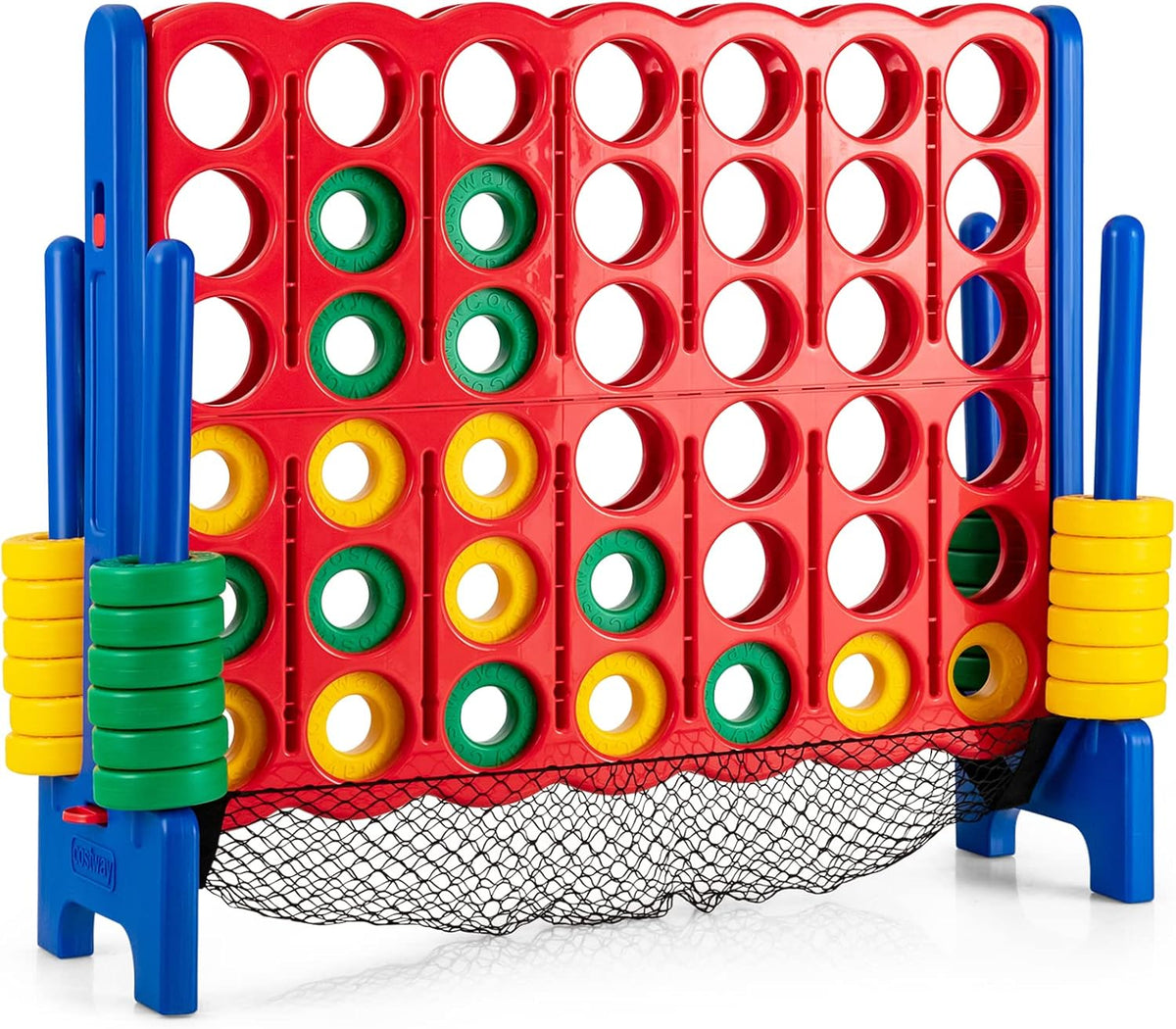 Giant 4-Player Competitive Game Set for Kids & Adults, 3.5ft Tall, Indoor/Outdoor, Includes 42 Large Rings & Quick-Release Sliders, Ideal for Holiday Gatherings