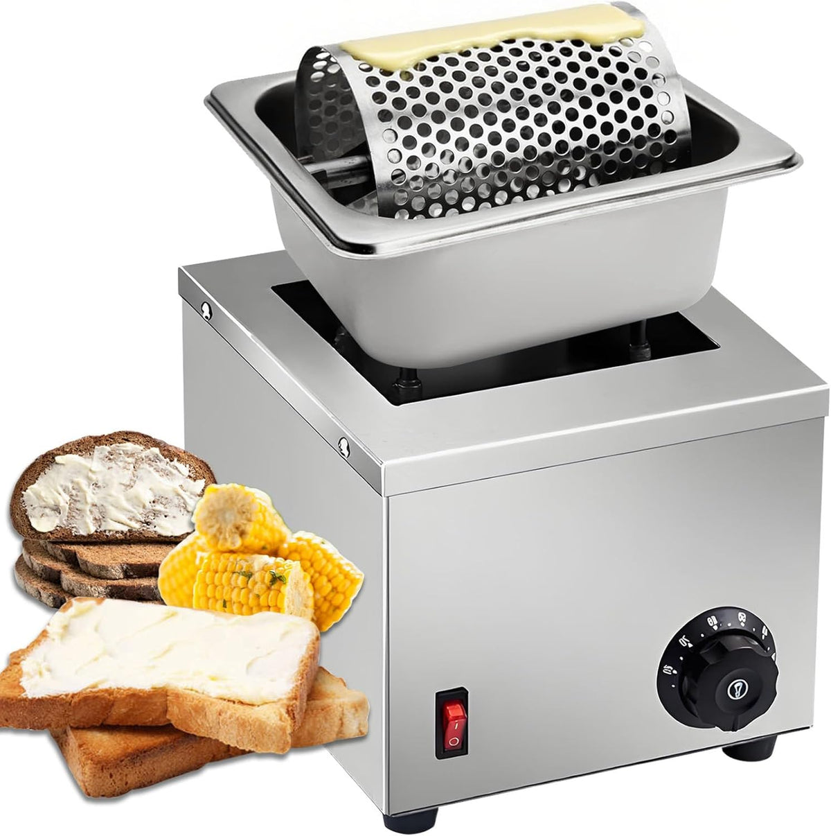 Electric Stainless Steel Butter Wheel Warmer Roller for Bread & BBQ