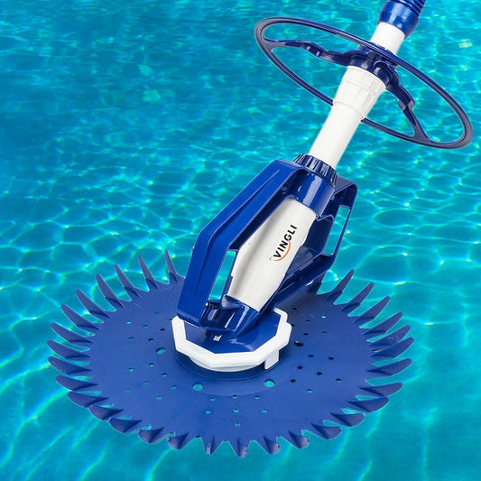 Pool vacuum cleaning machine (floor type) - Indoor and outdoor automatic pool cleaner, equipped with a 33-foot long hose (navy blue)