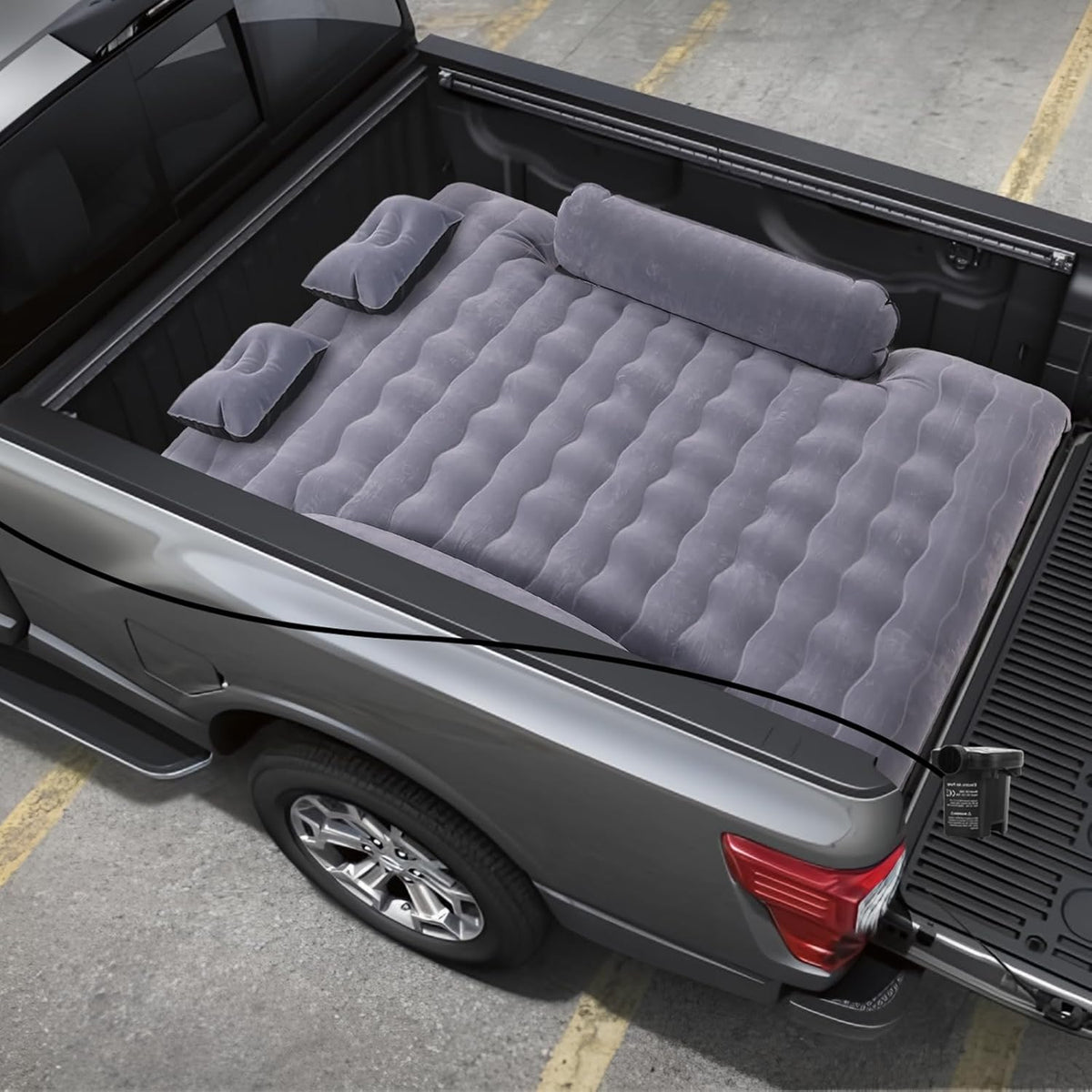 Full-Size Truck Bed Air Mattress 5.5–5.8ft, 12V Pump, 2 Pillows & Carry Bag