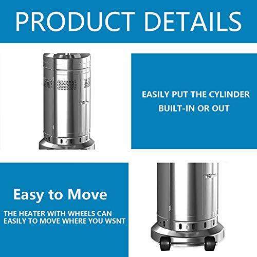 2 Pack 48000 BTU Umbrella Patio Propane Heater, Stainless Steel Standing w/Wheels, Silver