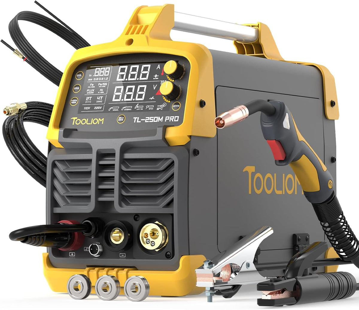 250A 110V/220V Dual Voltage Aluminum Alloy MIG Welder with Pulse, 4-in-1 Multifunction, Gas/Gasless, MIG/Lift TIG/MMA