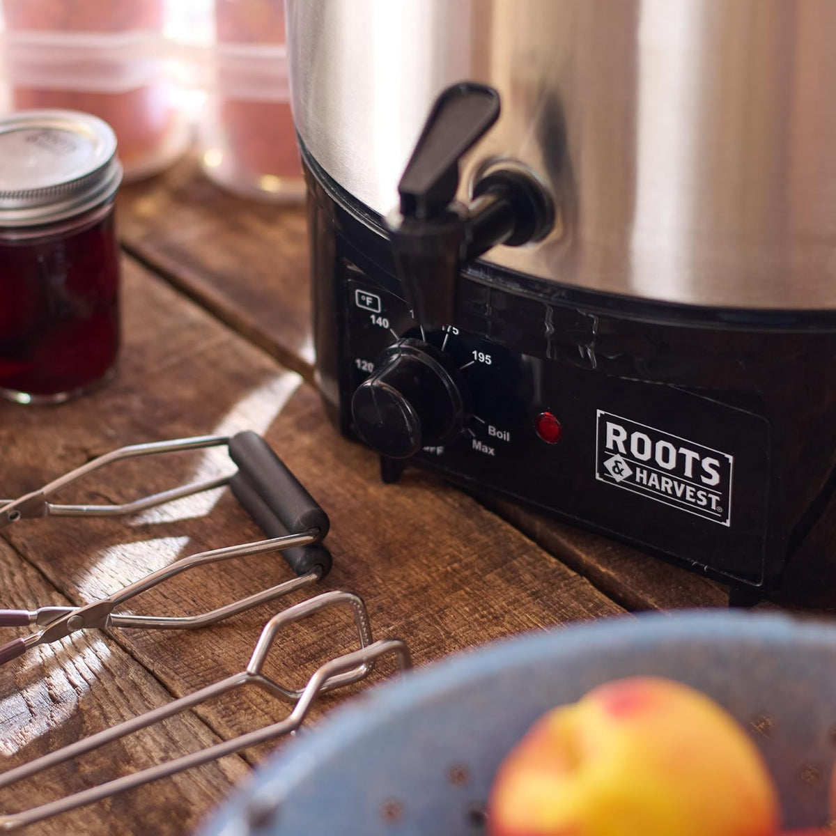 Electric bath canning pot - Stainless steel body with glass lid | Capacity 27 liters, suitable for home canning.