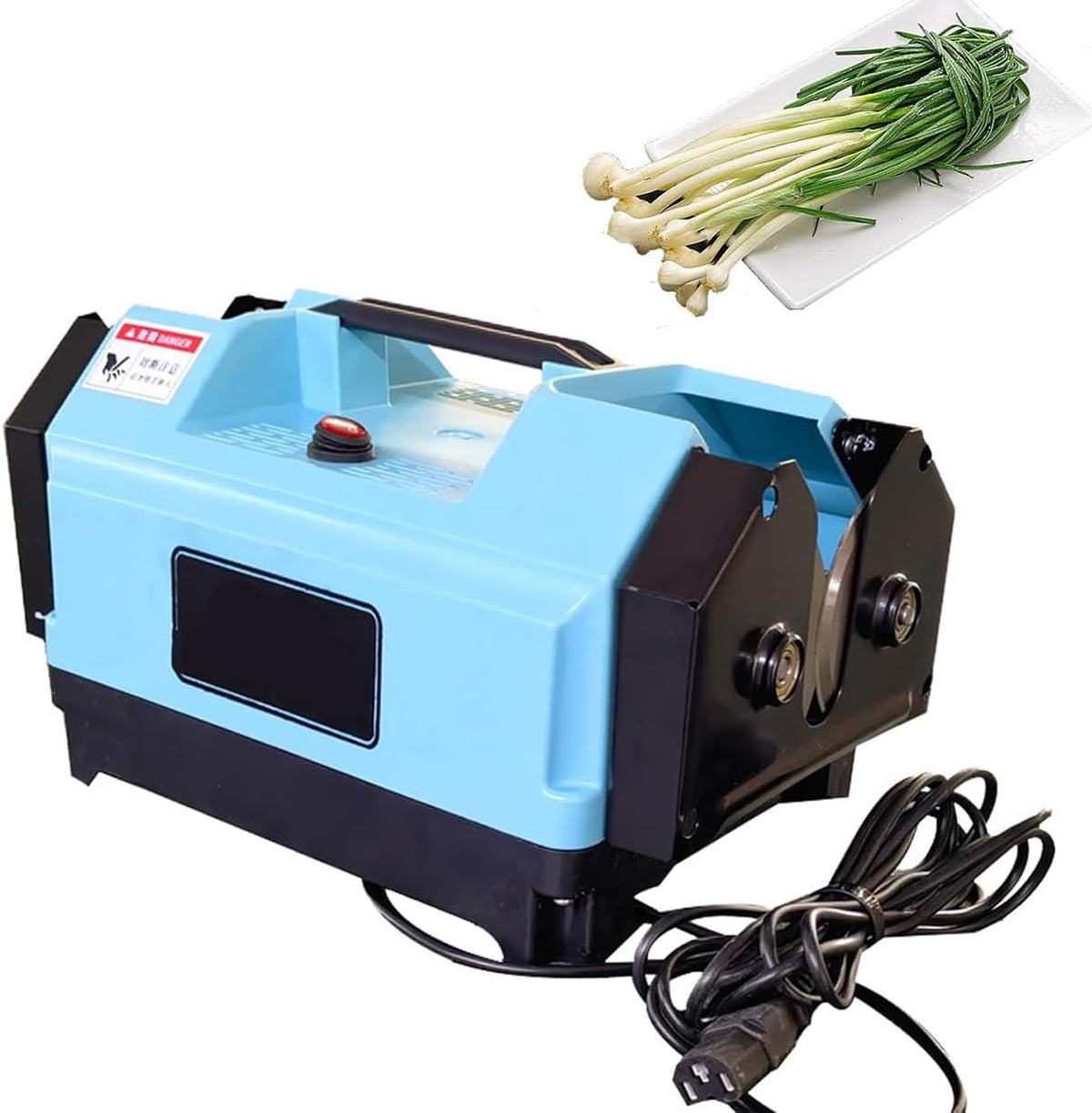 Electric Double Head Garlic Root Cutter Top Tails Remover Machine Blue