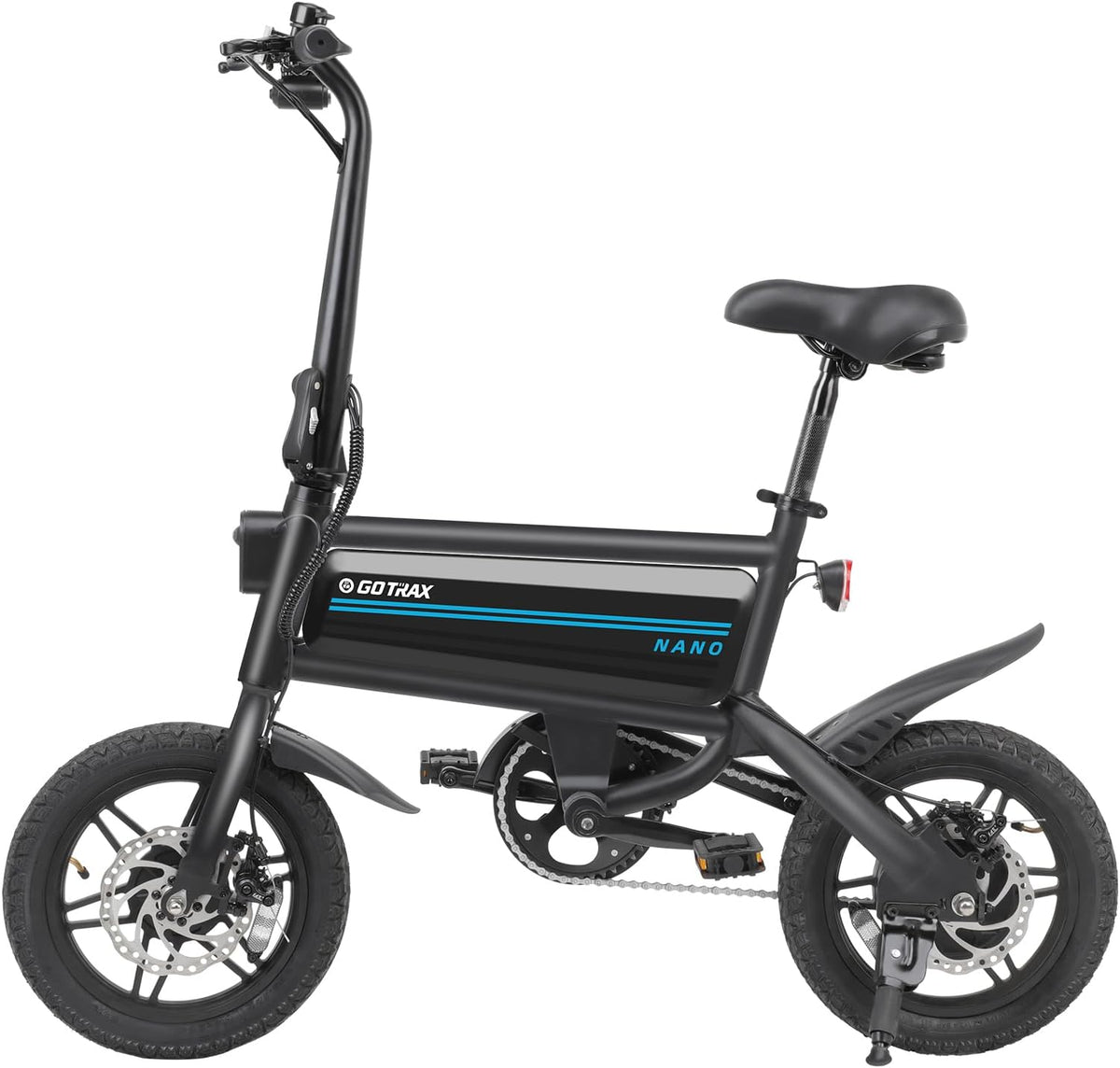 Gotrax NANO 14" Folding Electric Bike, 350W, 41km Range, 25km/h, Adjustable Seat, Dual Fenders, Commuter E-Bike for Adults/Teens