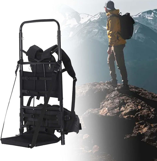 Heavy-Duty Foldable Backpack Frame, Multi-Functional Adjustable Shoulder Straps for Outdoor & Rock Climbing