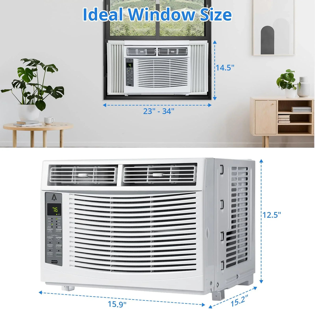 6000 BTU 115V Window Air Conditioner, Reusable Filter Controls, 250 Sq.Ft Coverage