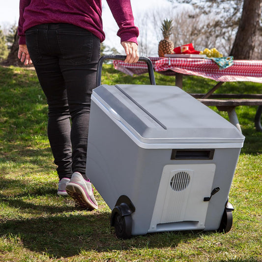 12V Portable Refrigerator 34L/36QT, Cooler & Warmer with Wheels, 12V DC Cord, Ice-Free Electric Cooling/Heating for Travel, Camping & Truck