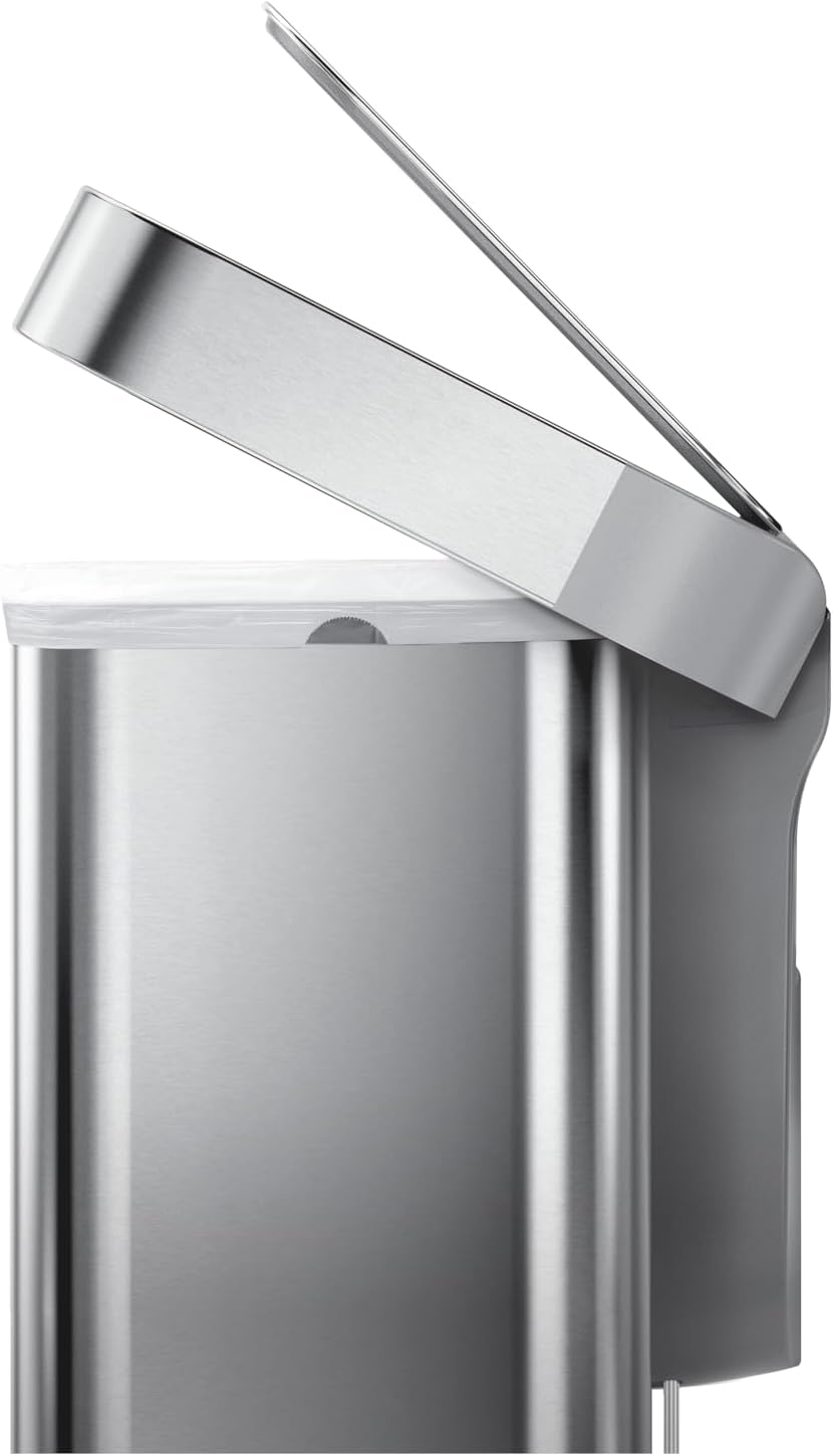 58L Brushed Stainless Steel Dual-Compartment Kitchen Recycling Bin with Soft-Close Lid