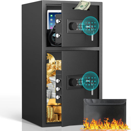 2.0 Biometric Security Safe, Fingerprint & Backlit Touch Keypad, Dual Alarm System, Silent Mode & LED Light