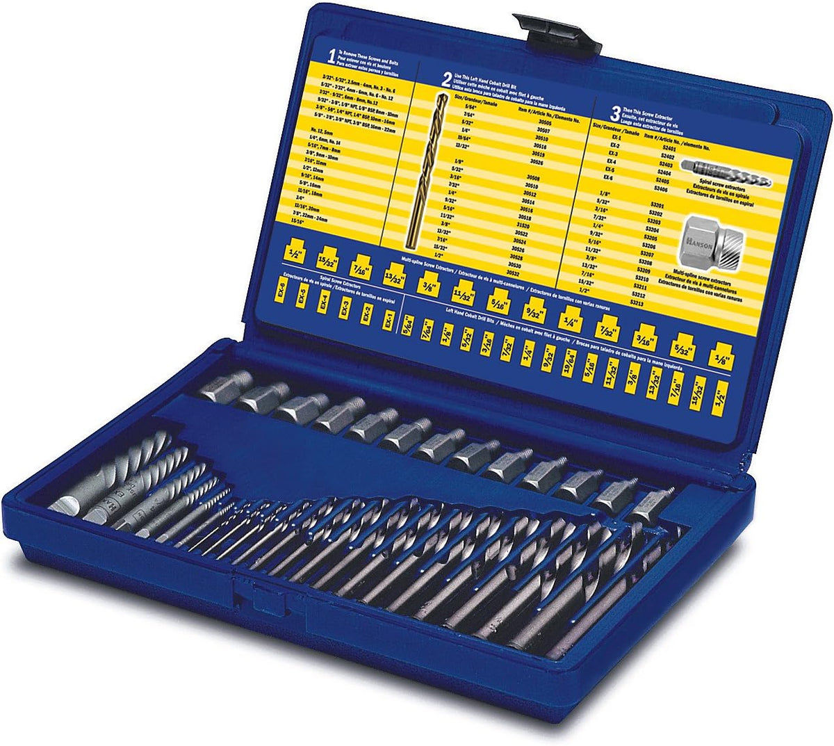 Screw extractor and drill bit set, 35 pieces per pack