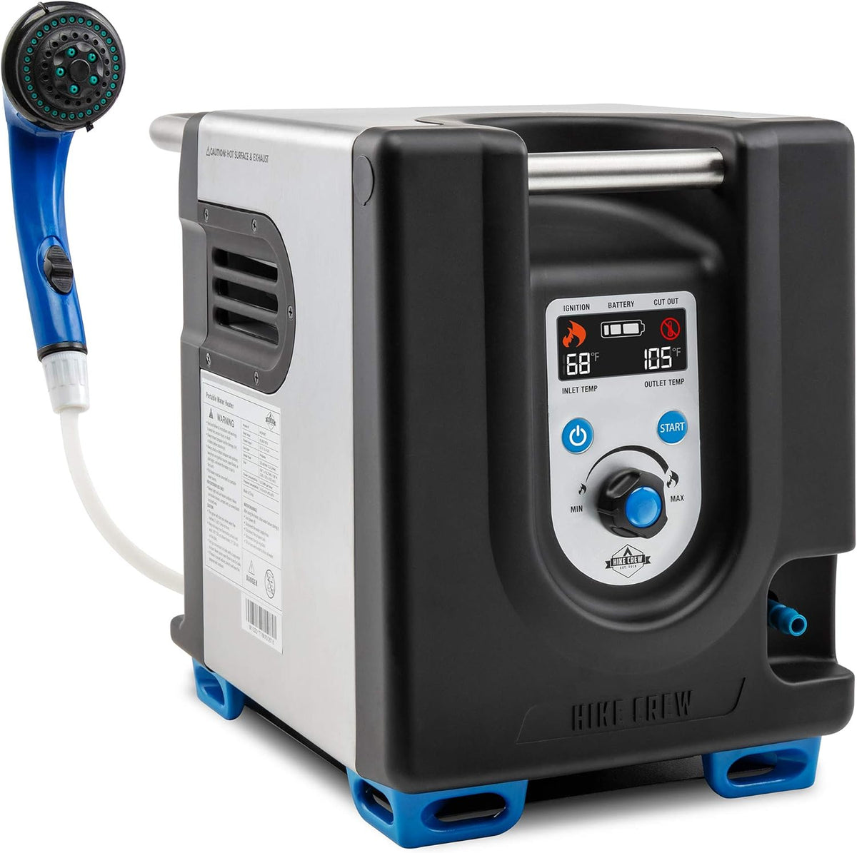 Portable Propane Water Heater & Shower Pump with Built-in Battery, LCD Display, Safety Shut-Off & Carry Case, Instant Hot Water for Camping & Hiking