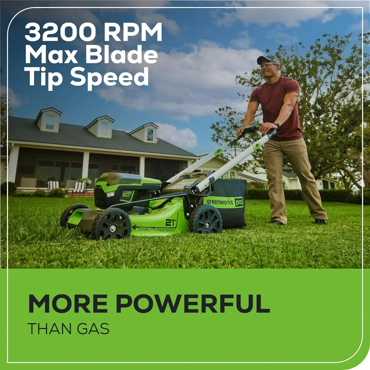 60V 21" Cordless Self-Propelled Lawn Mower, 2 x 4.0Ah Batteries & Dual Port Rapid Charger