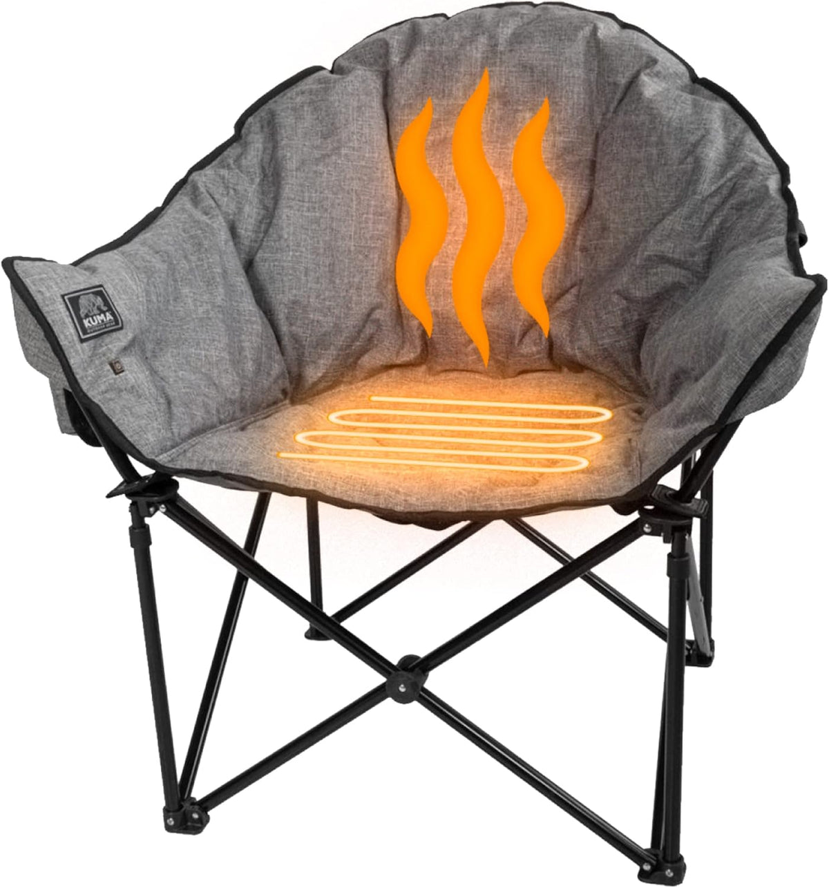 Heated Outdoor Camping Chair with Carry Bag, Portable Heated Seat for Camping & Sports (Heather Grey)
