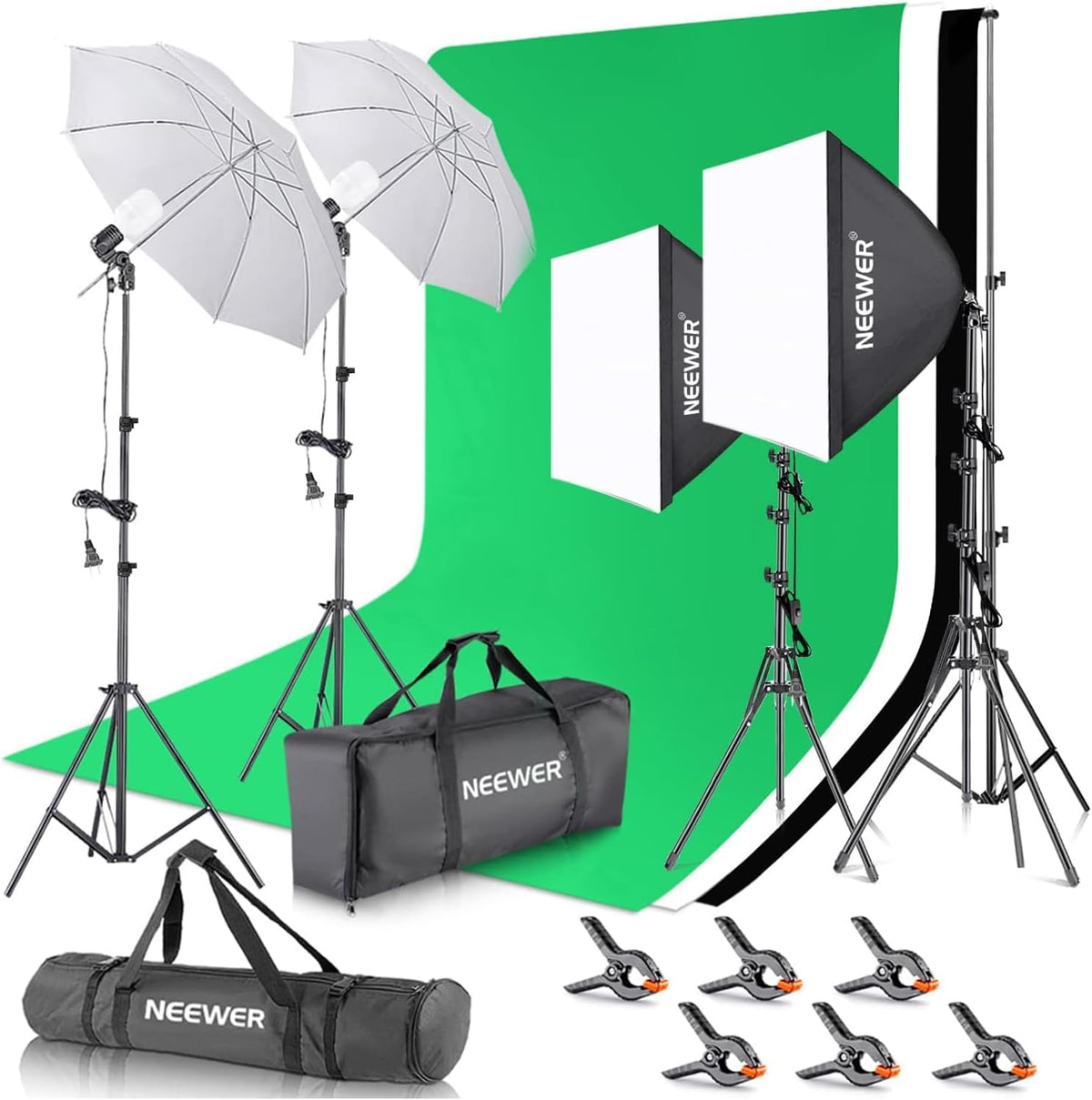 8.5x10ft Photography Lighting Kit with Backdrop Stand & LED Softbox for Studio Video Shooting