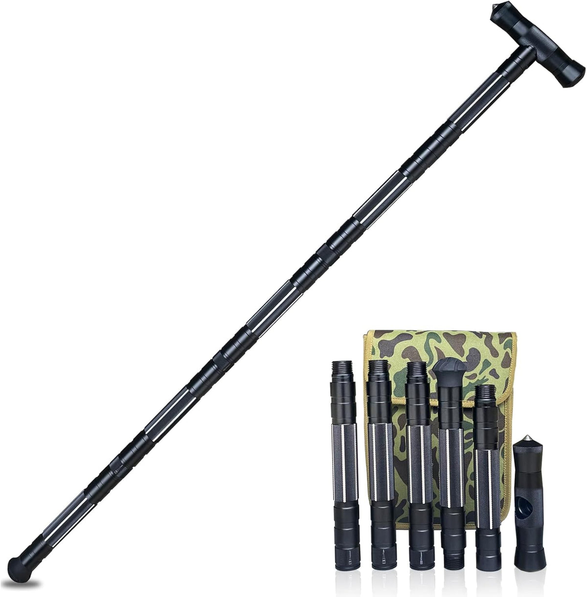 Hiking tactical stick-style walking staff, portable walking stick, hiking pole, outdoor multi-functional tool, camping equipment, suitable for both men and women to use.