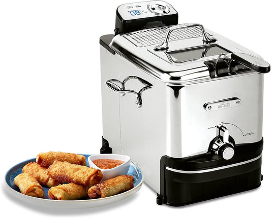 3.5L Silver Easy-Clean Deep Fryer, Adjustable Temperature