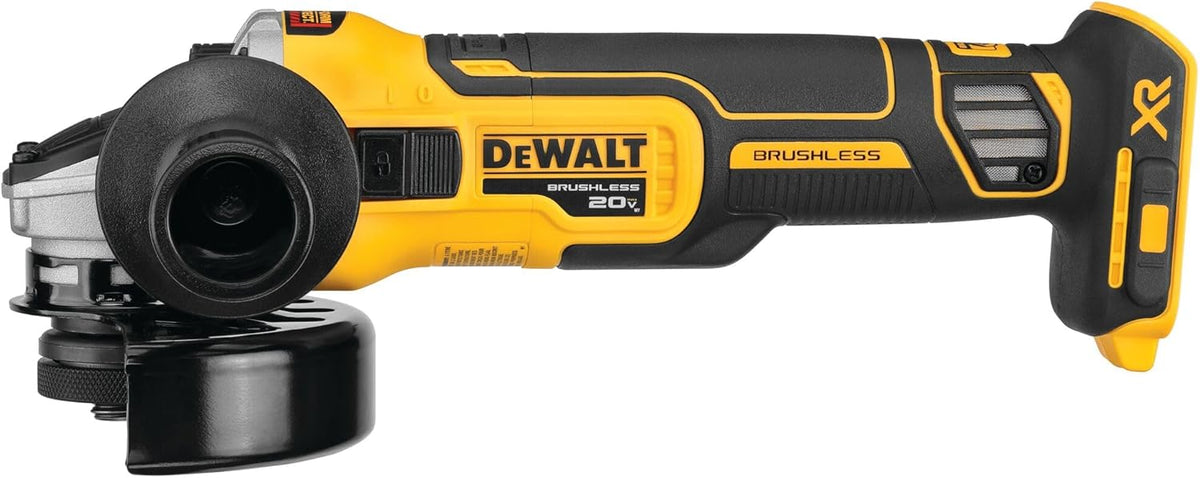 20V MAX XR Angle Grinder, 4-1/2", Spring Brake, Slide Switch, Tool Only