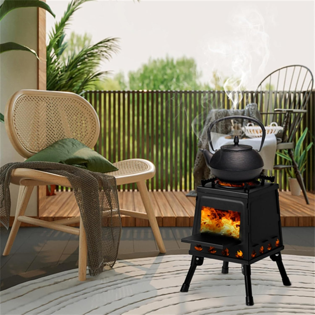 Portable Detachable Wooden Camping Stove Windproof Barbecue Grill Compact Outdoor Cooker