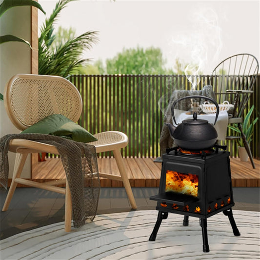 Portable Detachable Wooden Camping Stove Windproof Barbecue Grill Compact Outdoor Cooker
