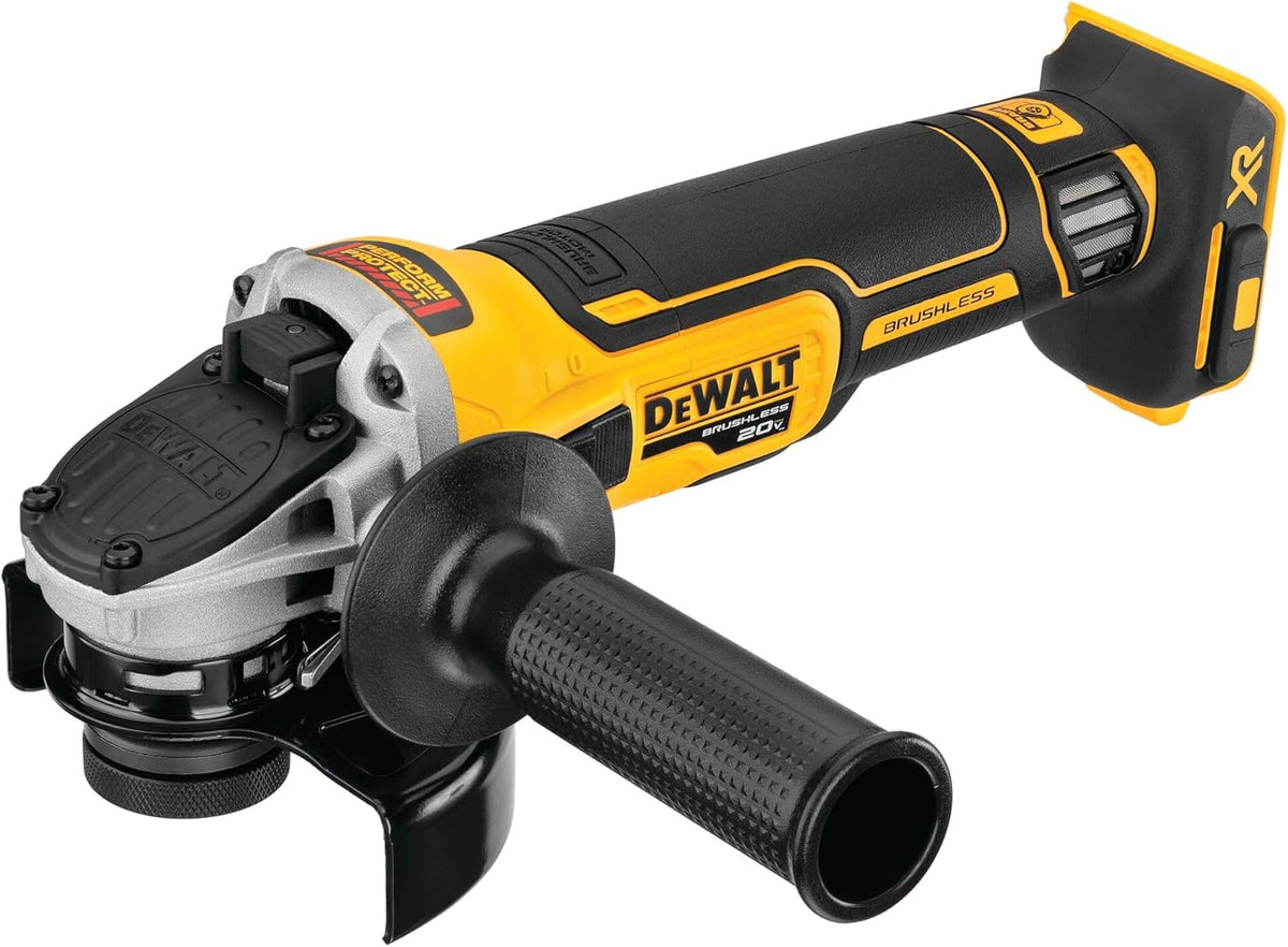 20V MAX XR Angle Grinder, 4-1/2", Spring Brake, Slide Switch, Tool Only